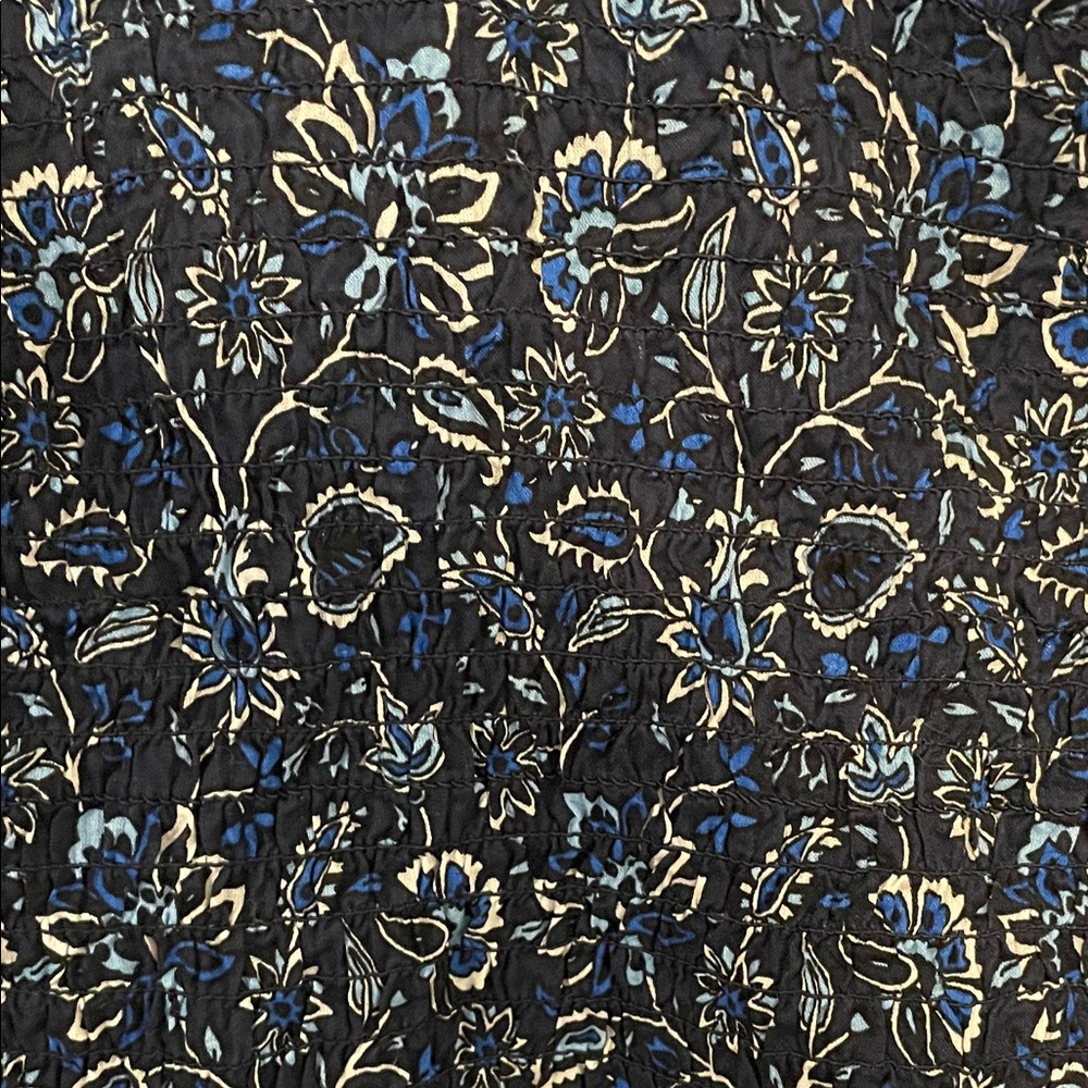 LOFT Dark Blue Floral Patterned Long Sleeve Blouse | Large NWT - Picture 5 of 14